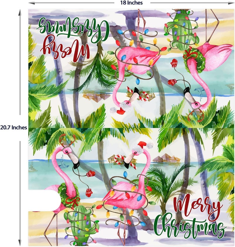 Texupday Merry Christmas Hawaii Beach Flamingo Decoration Mailbox Cover with Magnetic Strip Winter Holiday Mailbox Wraps Post Letter Box Cover Standard Size 21" X 18" for Garden Outdoor Yard Decor - Image 4